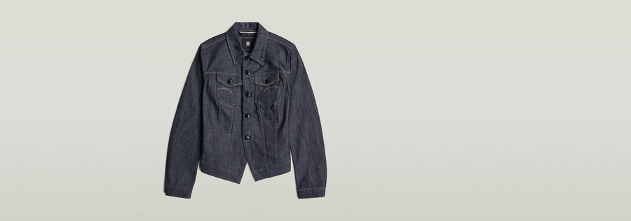schmale selvedge-jacke mit schrägem saum