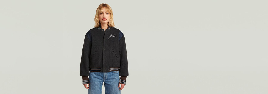 kurze college-bomberjacke