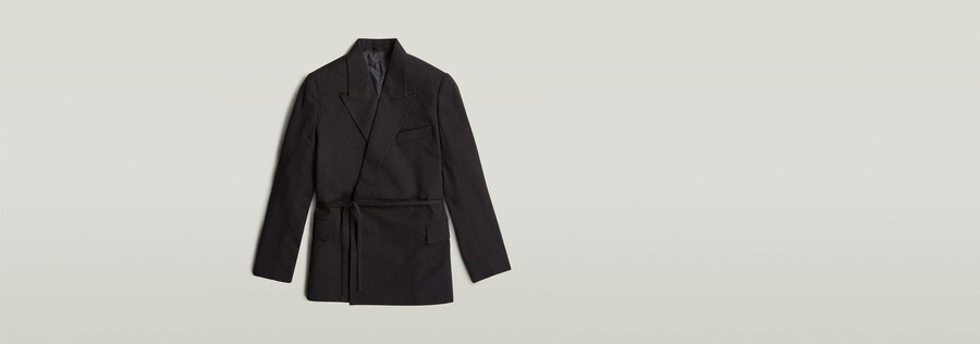 zweireihiger blazer mit gürtel