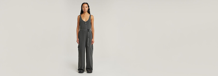 Überfärbter lockerer utility-jumpsuit