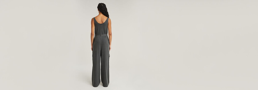 Überfärbter lockerer utility-jumpsuit