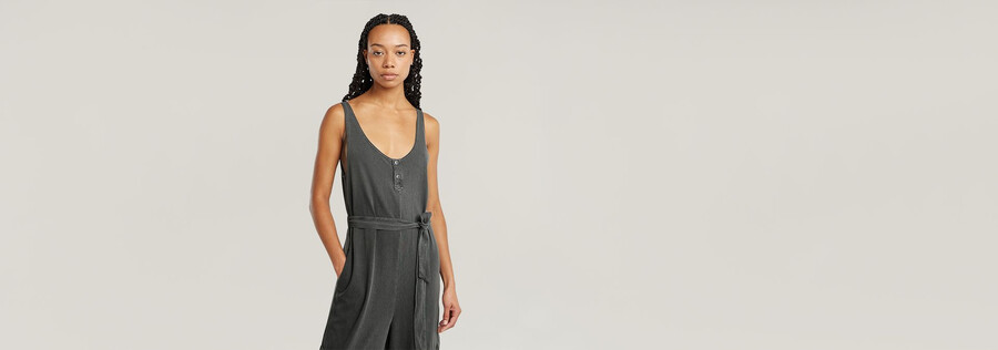 Überfärbter lockerer utility-jumpsuit
