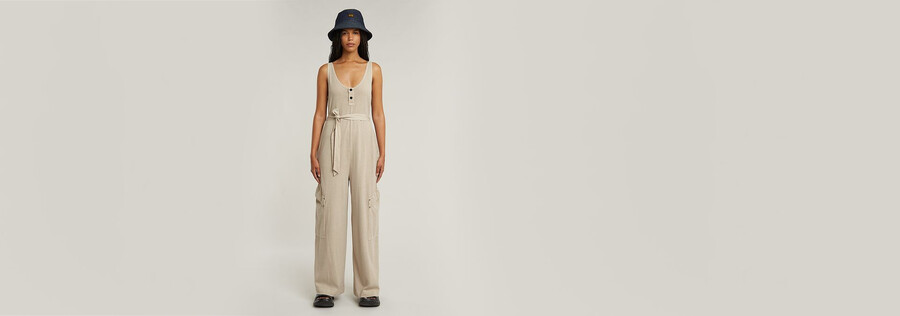 Überfärbter lockerer utility-jumpsuit