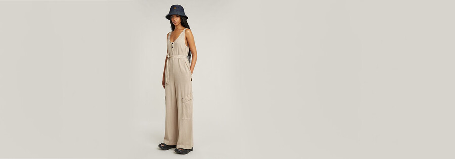 Überfärbter lockerer utility-jumpsuit