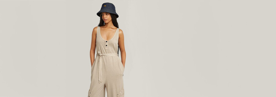 Überfärbter lockerer utility-jumpsuit
