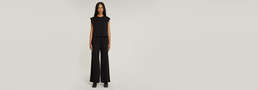 doppellagiger jumpsuit mit weitem bein