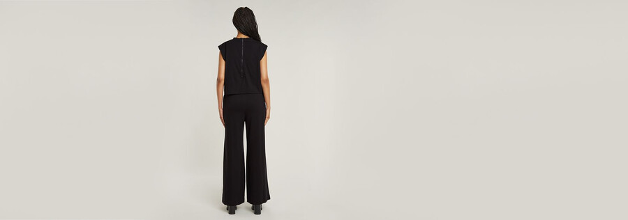 doppellagiger jumpsuit mit weitem bein