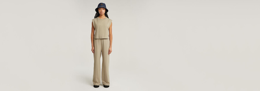 doppellagiger jumpsuit mit weitem bein