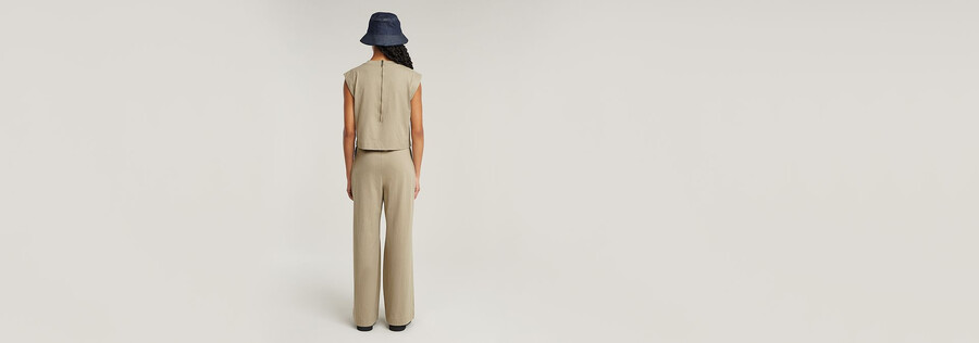 doppellagiger jumpsuit mit weitem bein