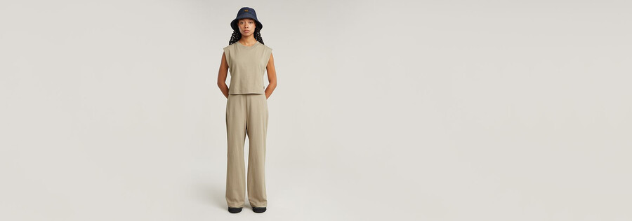 doppellagiger jumpsuit mit weitem bein