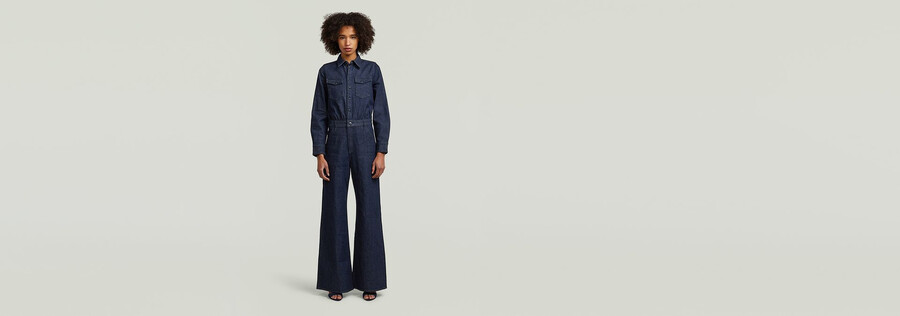 western-jumpsuit mit weitem bein