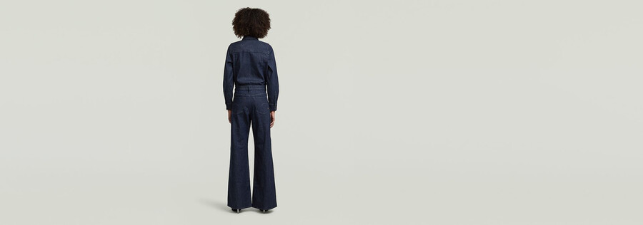 western-jumpsuit mit weitem bein