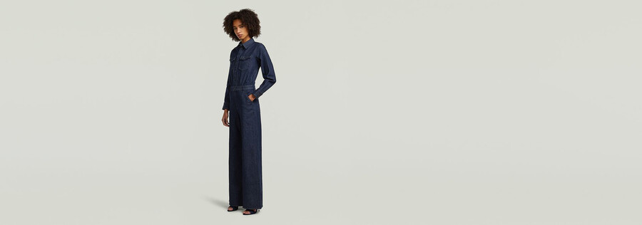 western-jumpsuit mit weitem bein