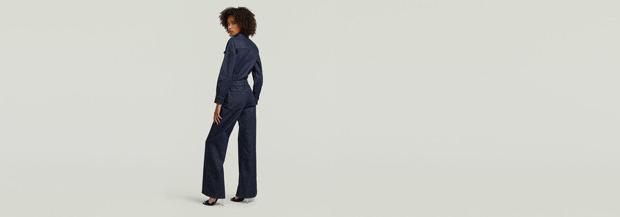 western-jumpsuit mit weitem bein