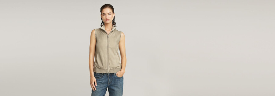gewaschenes leichtes stricktop mit reißverschluss