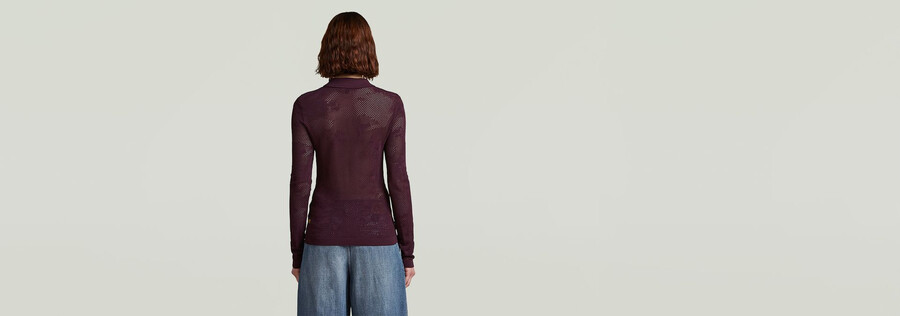 pointelle slim polo strick