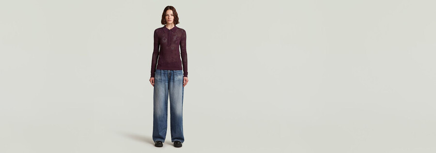 pointelle slim polo strick