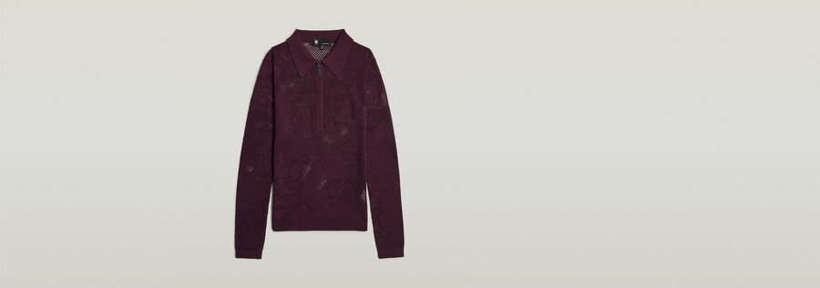 pointelle slim polo strick