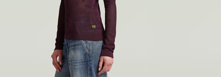 pointelle slim polo strick