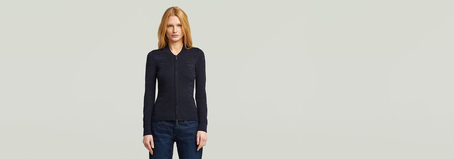 3d biker strick slim full zip strick