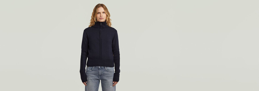 milano strickpullover mit halbem reißverschluss