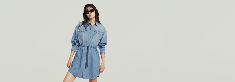 lässiges jeanskleid mit kordelzug