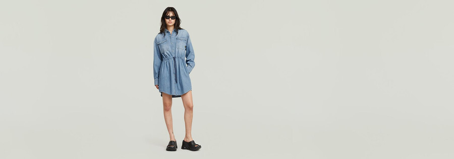 lässiges jeanskleid mit kordelzug
