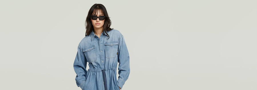 lässiges jeanskleid mit kordelzug