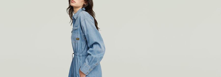 lässiges jeanskleid mit kordelzug