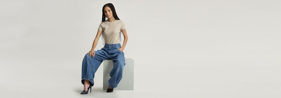 plissierte lockere jeans