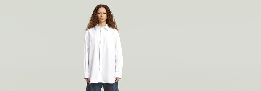 oversize-popelinehemd mit reißverschluss