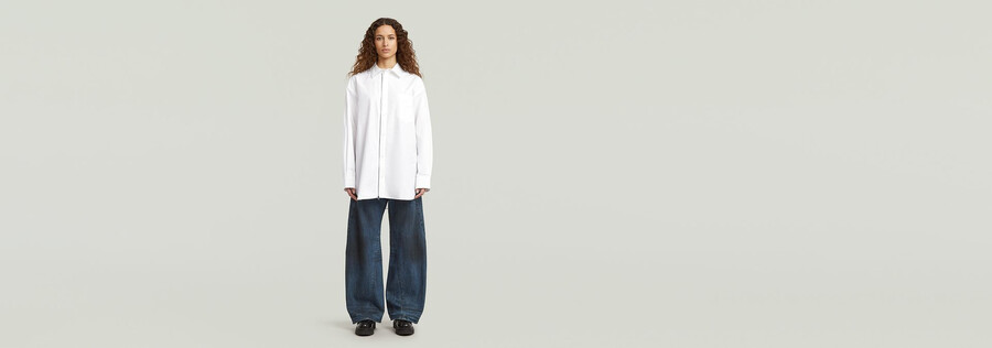 oversize-popelinehemd mit reißverschluss