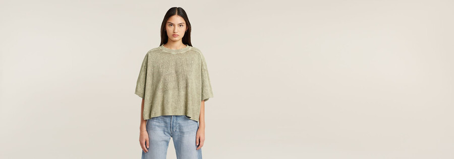 verwaschenes oversized-t-shirt mit mehreren logos