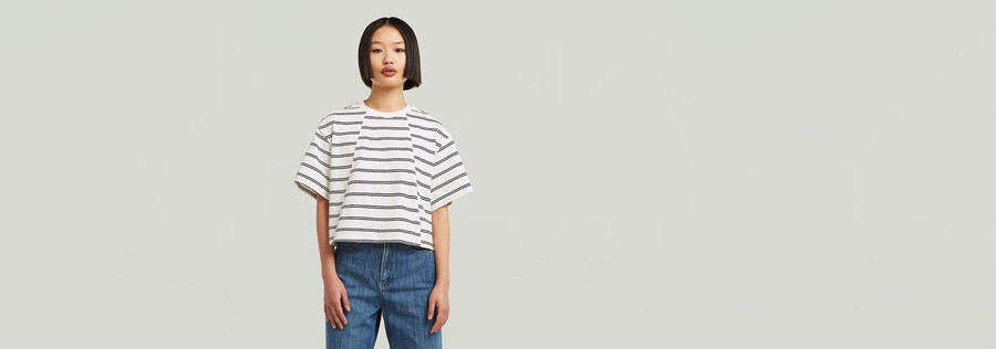 kastenförmiges t-shirt mit a-linien-streifen