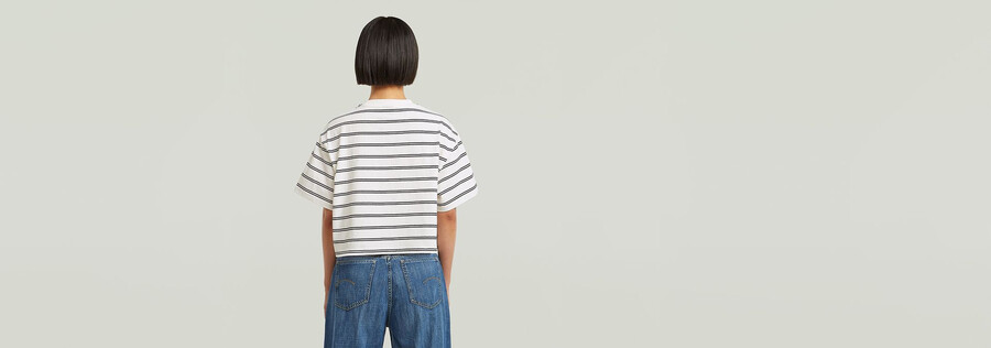 kastenförmiges t-shirt mit a-linien-streifen