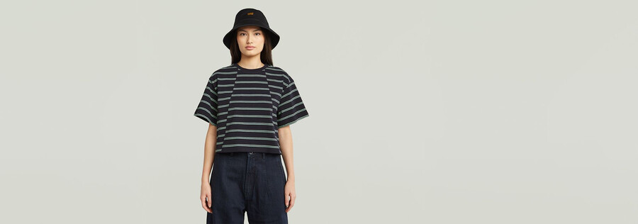 kastenförmiges t-shirt mit a-linien-streifen