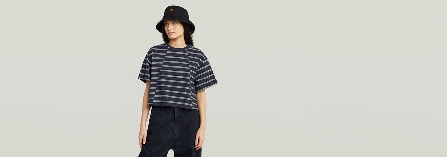 kastenförmiges t-shirt mit a-linien-streifen
