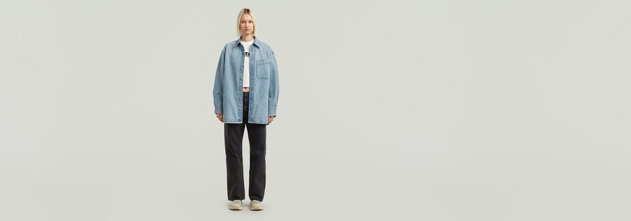 maxi-overshirt mit einer tasche