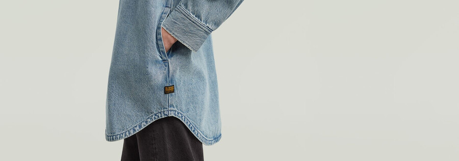 maxi-overshirt mit einer tasche
