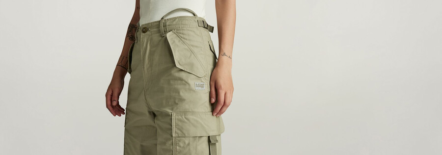 cargo-cropped-hose mit kordelzug