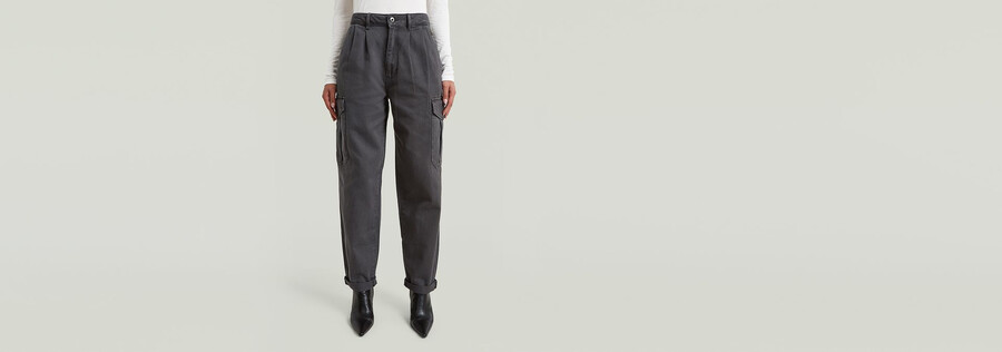 plissierte schmal zulaufende cargo-chino