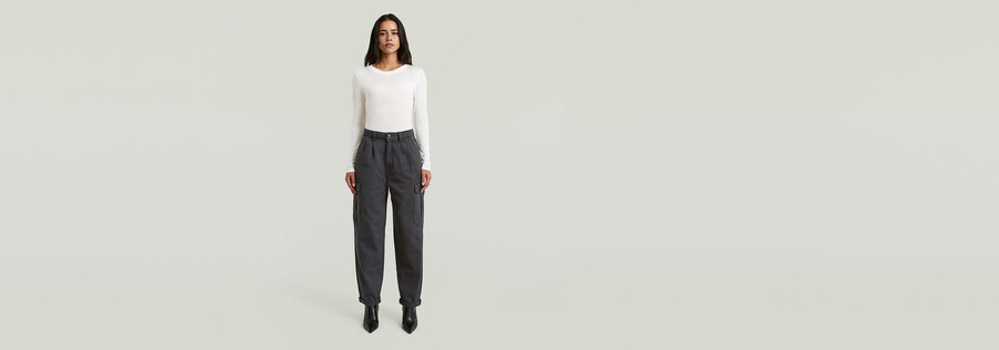 plissierte schmal zulaufende cargo-chino