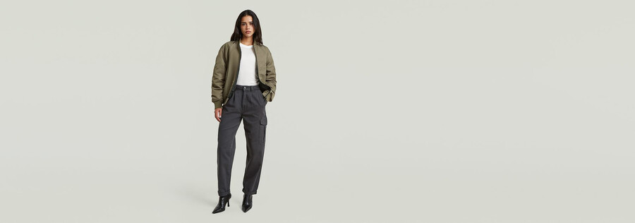 plissierte schmal zulaufende cargo-chino