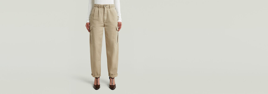 plissierte schmal zulaufende cargo-chino