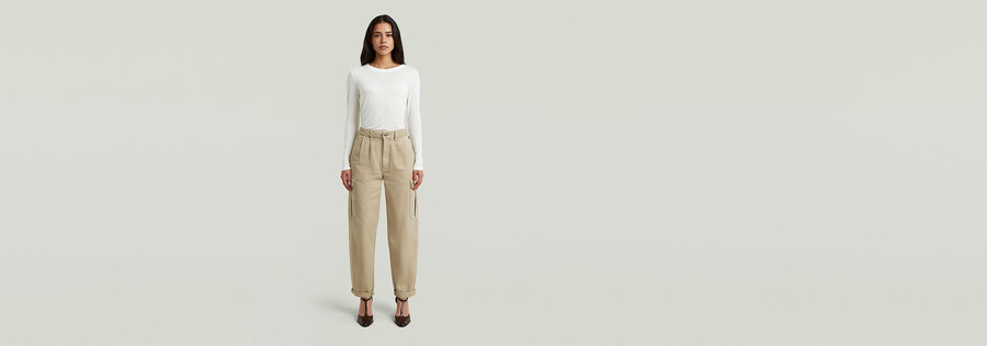 plissierte schmal zulaufende cargo-chino