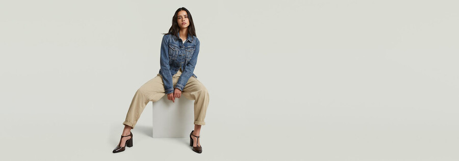 plissierte schmal zulaufende cargo-chino