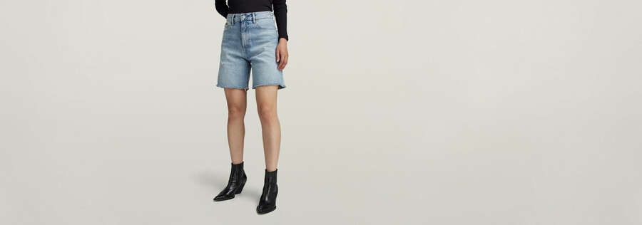 hohe bermudashorts mit offener kante
