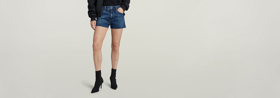 echte denim-shorts mit offener kante