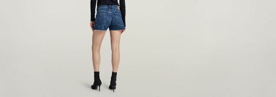 echte denim-shorts mit offener kante