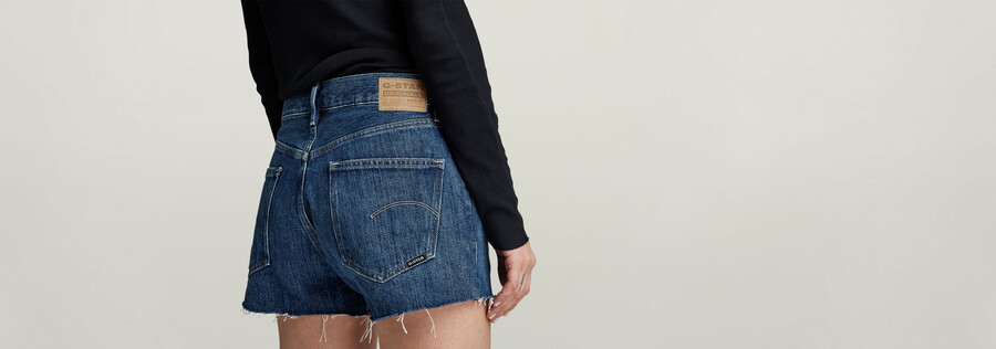 echte denim-shorts mit offener kante